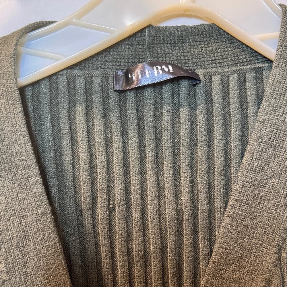Women's Ribbed Wrap Tie Cardigan - Dark Olive